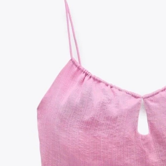 ZARA Pink Satin Flowing Crop Top | Size Large | NWT - Picture 8 of 12